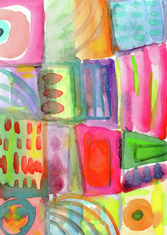 Colorful Art Print featuring the painting Colorful Patchwork 2- Art by Linda Woods by Linda Woods