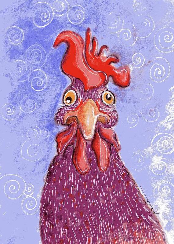 Chicken Art Print featuring the painting Confused Chicken by Karren Case