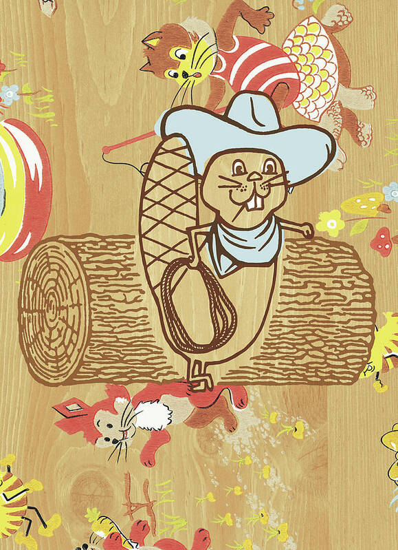 Accessories Art Print featuring the drawing Cowboy Beaver by CSA Images