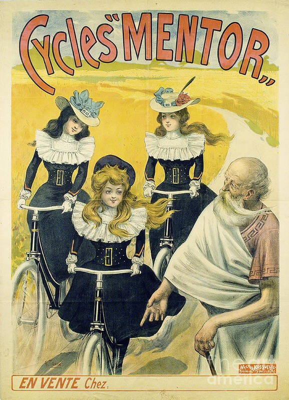 Marketing Art Print featuring the drawing Cycles Mentor Poster, Ca 1896. Artist by Heritage Images