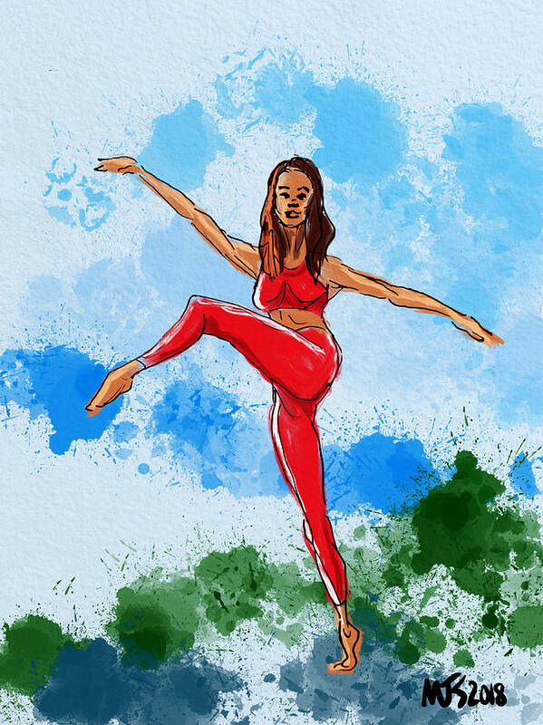 Dancer Art Print featuring the digital art Dancer In Red by Michael Kallstrom