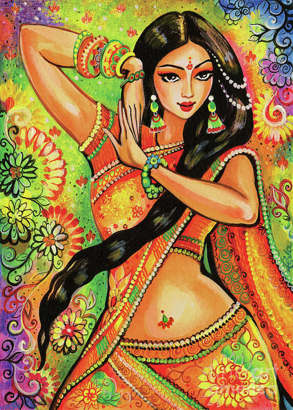 Indian Dancer Art Print featuring the painting Dancing Nithya by Eva Campbell