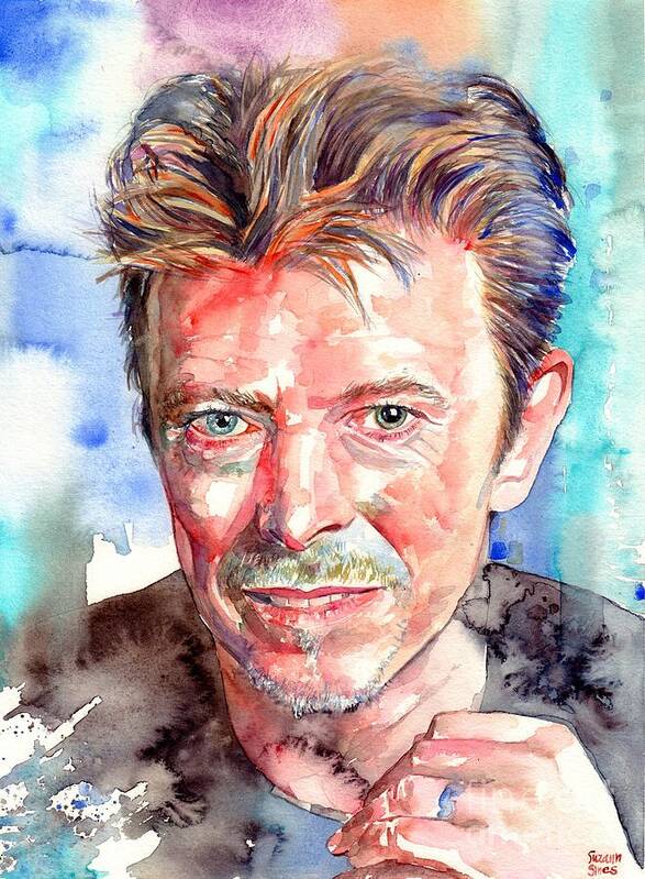 David Bowie Art Print featuring the painting David Bowie Portrait by Suzann Sines