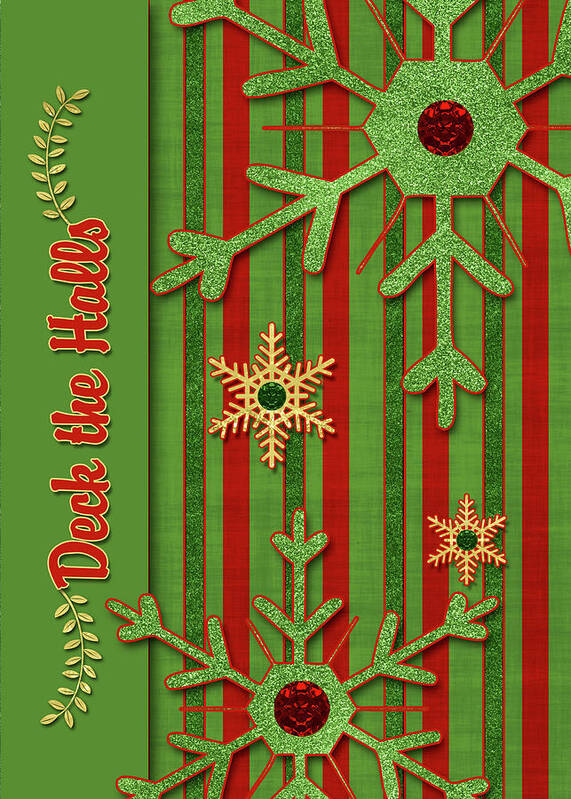 Christmas Art Print featuring the digital art Deck the Halls Green and Red Stripes by Doreen Erhardt