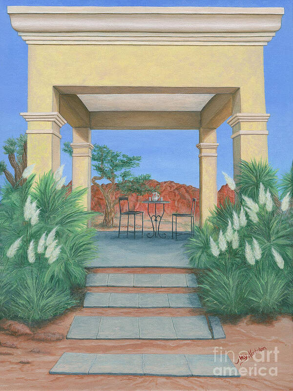 Desert Art Print featuring the painting Desert Oasis by Aicy Karbstein
