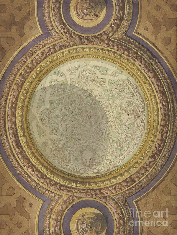 Gouache Art Print featuring the drawing Design For Domed Ceiling For Mme by Heritage Images