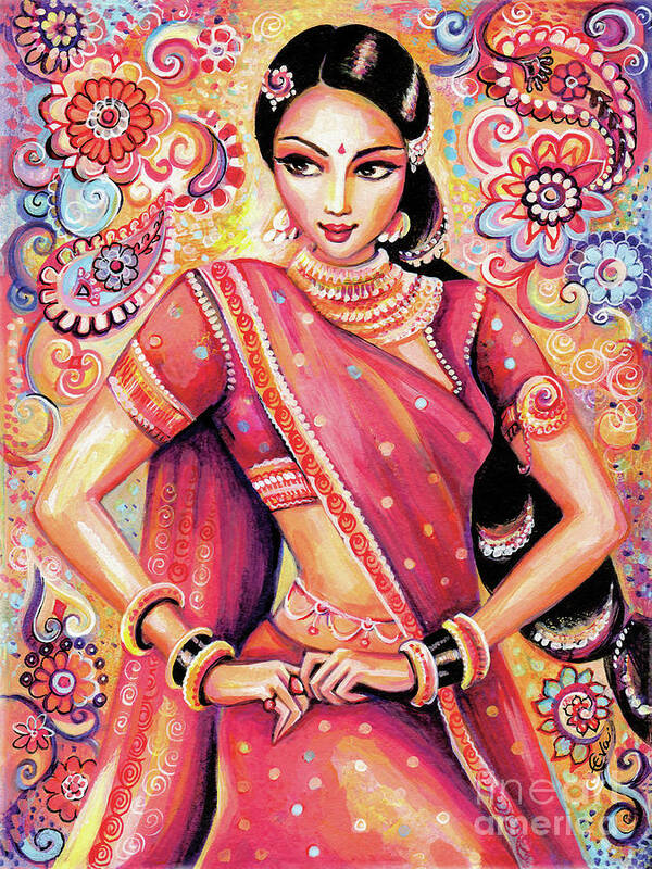 Indian Dancer Art Print featuring the painting Devika Dance by Eva Campbell