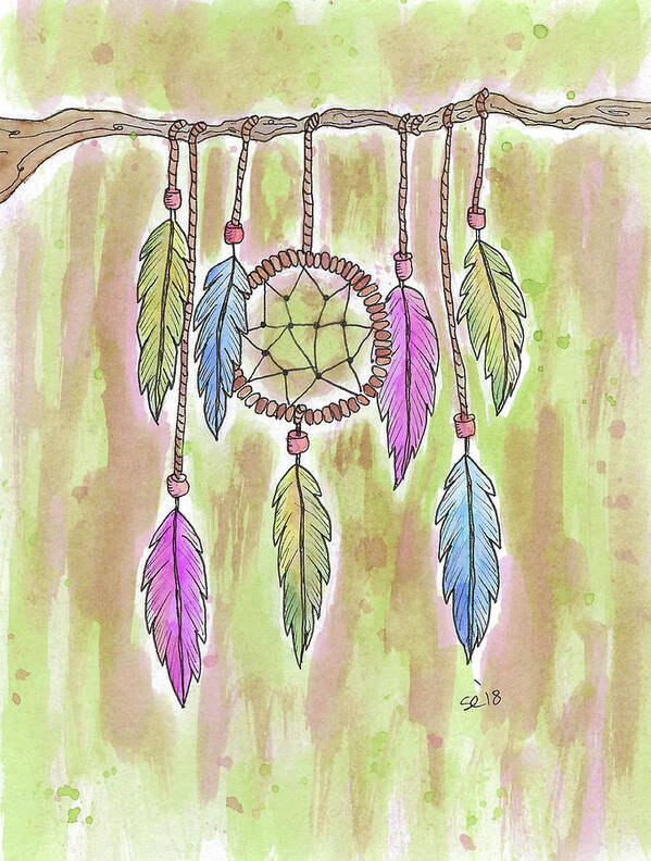 Watercolor And Ink Art Print featuring the painting Dream Catcher by Susan Campbell