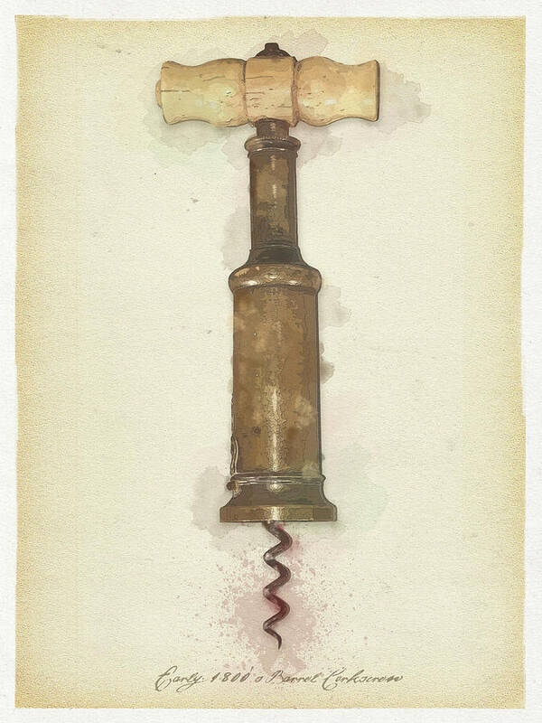 Early1800 Barrel Corkscrew Art Print featuring the digital art Early1800 Barrel Corkscrew by Ali Chris