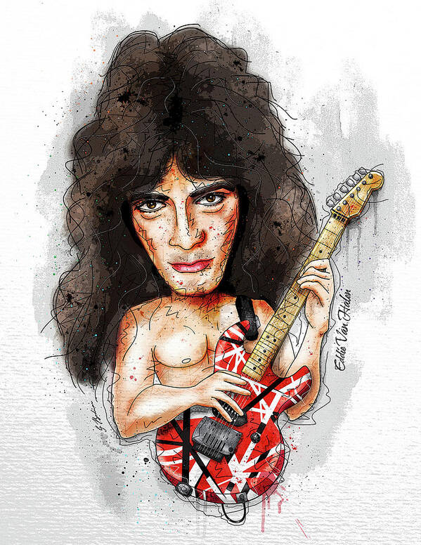 Guitar Art Print featuring the digital art Eddie Van Halen by Gary Bodnar