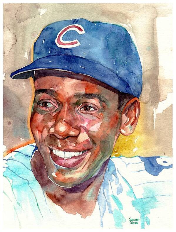 Ernest Banks Art Print featuring the painting Ernie Banks Portrait by Suzann Sines