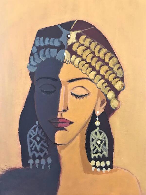 Assyrian Art Art Print featuring the painting Face from Assyria by Paul Batou