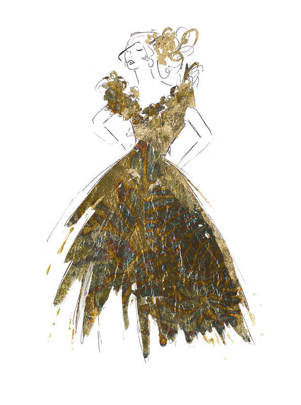 Fashion Art Print featuring the painting Fashion In Gold I by Patricia Pinto