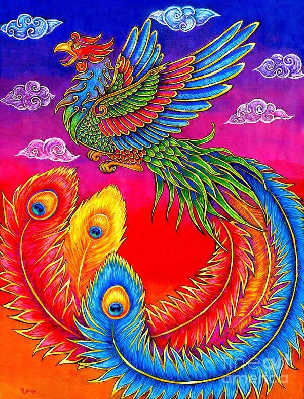 Chinese Phoenix Art Print featuring the painting Fenghuang Chinese Phoenix by Rebecca Wang