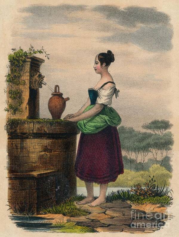 Engraving Art Print featuring the drawing Fetching Water by Print Collector