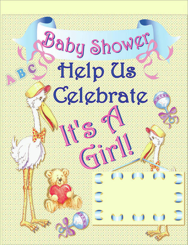 Flag - Baby Shower Its A Girl Art Print featuring the painting Flag - Baby Shower Its A Girl by Sher Sester
