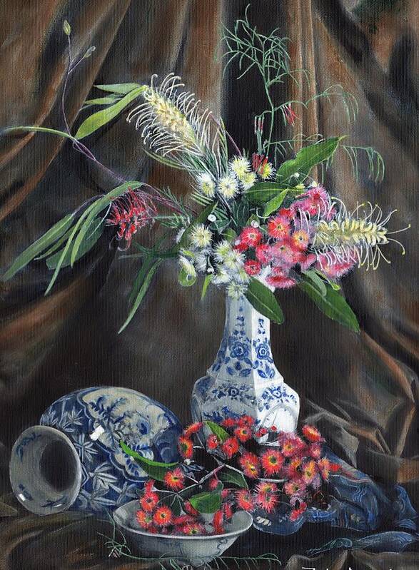 Still Life Art Print featuring the painting Floral Arrangement by John Neeve