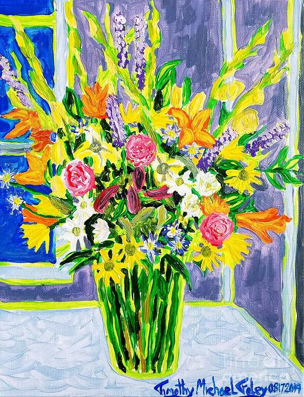 Impressionism Art Print featuring the painting Flower Bouquet on the Table by Timothy Foley