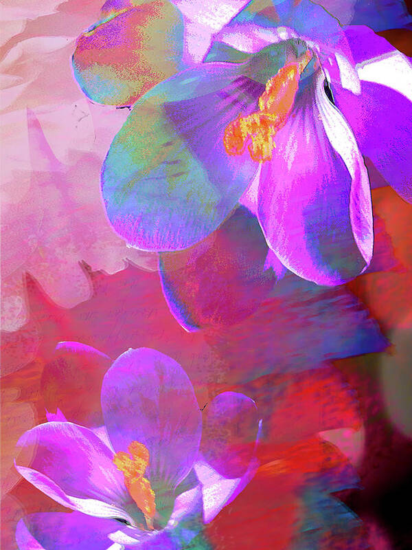 Purple Art Print featuring the digital art Flowers and More by Nancy Olivia Hoffmann