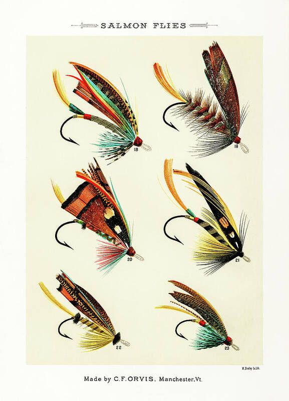David Letts Art Print featuring the drawing Fly Fishing Lures 2 by David Letts