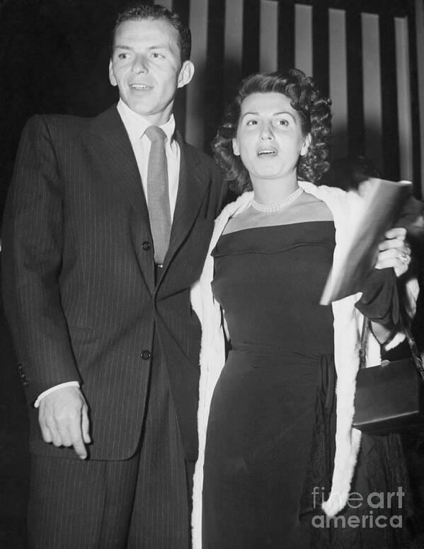 People Art Print featuring the photograph Frank Sinatra Posing With Wife by Bettmann