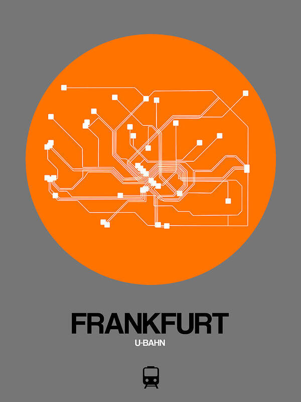Vacation Art Print featuring the digital art Frankfurt Orange Subway Map by Naxart Studio