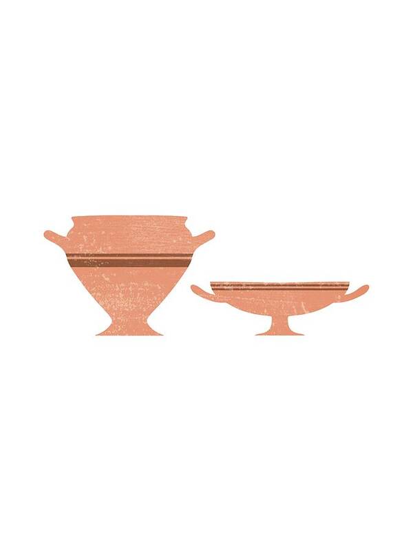 Abstract Art Print featuring the mixed media Greek Pottery 34 - Bell Krater, Kylix - Terracotta Series - Modern, Contemporary, Minimal Abstract by Studio Grafiikka