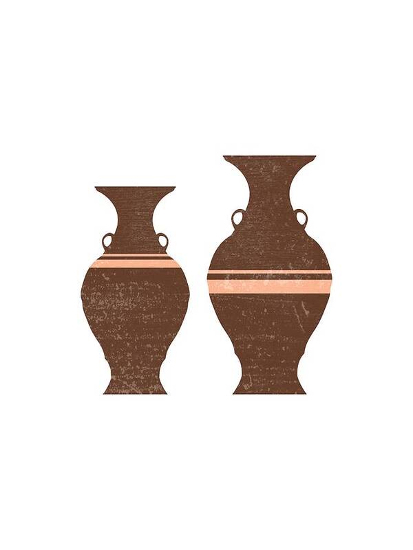 Abstract Art Print featuring the mixed media Greek Pottery 38 - Hydria - Terracotta Series - Modern, Contemporary, Minimal Abstract - Auburn by Studio Grafiikka