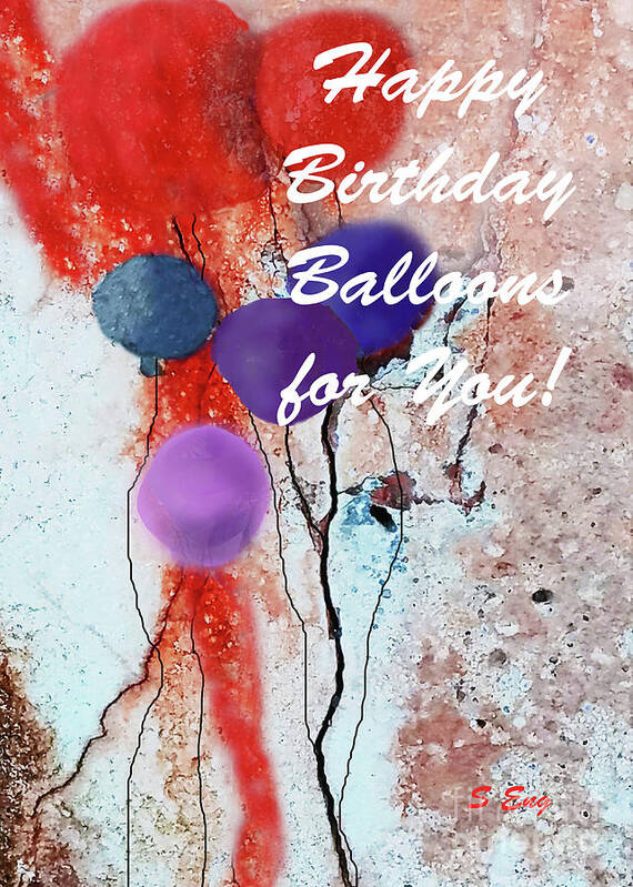 Birthday Art Print featuring the painting Happy Birthday Balloons for You Card by Sharon Williams Eng