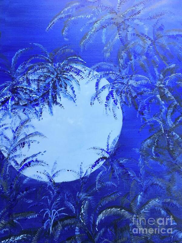 Hawaiian Blue Moon Art Print featuring the painting Hawaii Blue Moon by Michael Silbaugh