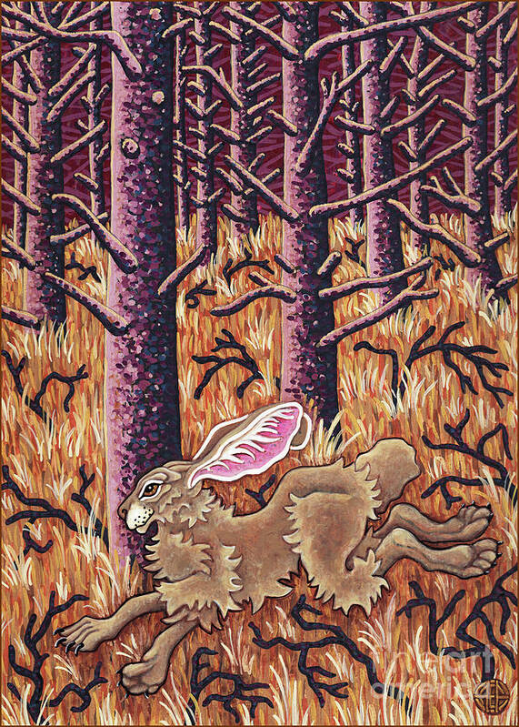 Hare Art Print featuring the painting Hazy Purple Hustle by Amy E Fraser