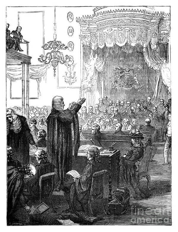 Engraving Art Print featuring the drawing Henry Broughams Speech For The Defence by Print Collector