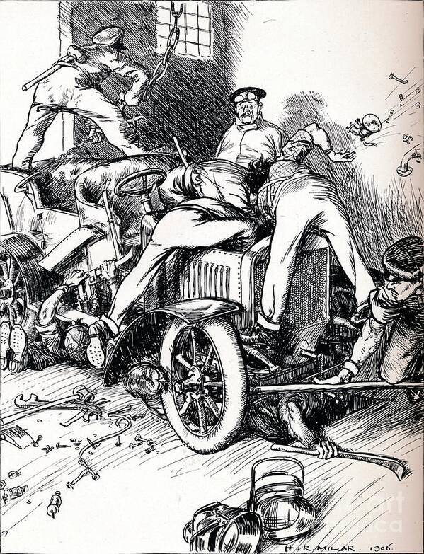 Working Art Print featuring the drawing Hints To Motorists, 1906. Artist Harold by Print Collector