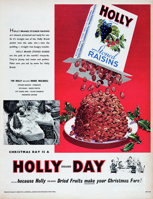 1950-1959 Art Print featuring the photograph Holly Brand Stoned Raisins by Picture Post