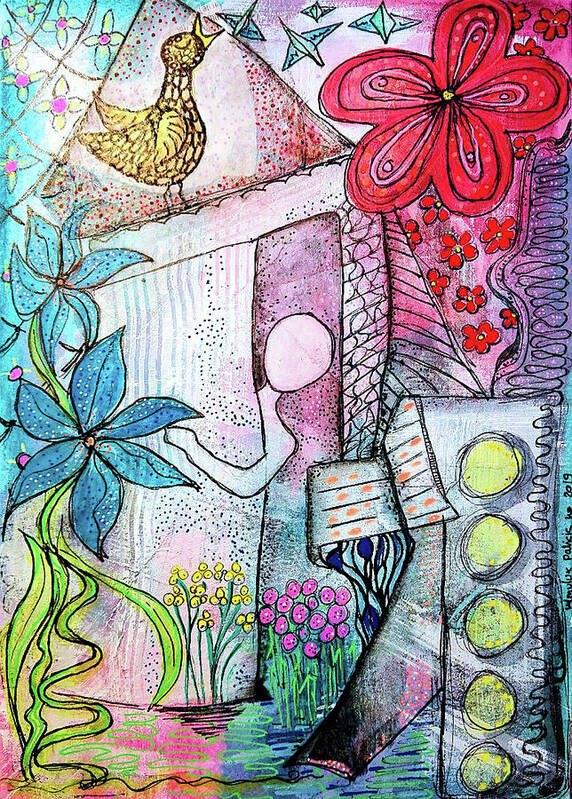 Spring Art Print featuring the mixed media I Opened the Curtain and there was Spring by Mimulux Patricia No