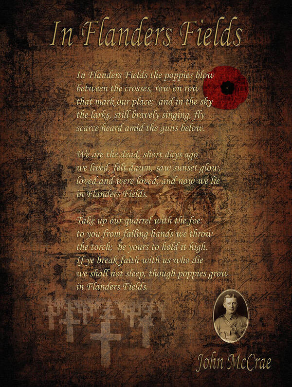 Poem Art Print featuring the photograph In Flanders Fields 2 by Andrew Fare