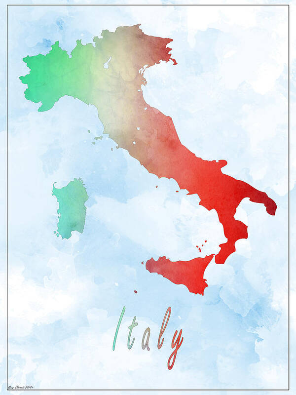 Art & Collectibles Art Print featuring the drawing Italy Map Style 5 by Greg Edwards