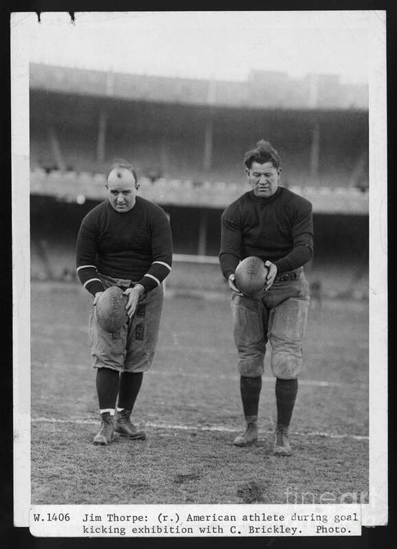 People Art Print featuring the photograph Jim Thorpe At Goal Kicking Exhibition by Bettmann