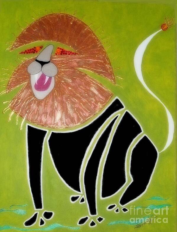 Lion Art Print featuring the painting King Lion by Jayne Somogy