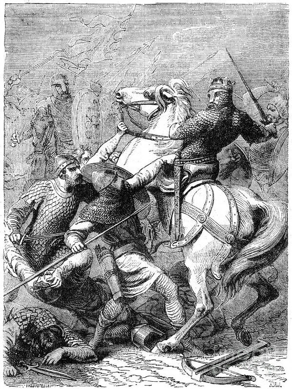 Horse Art Print featuring the drawing King Stephen Taken Prisoner, 1141 by Print Collector