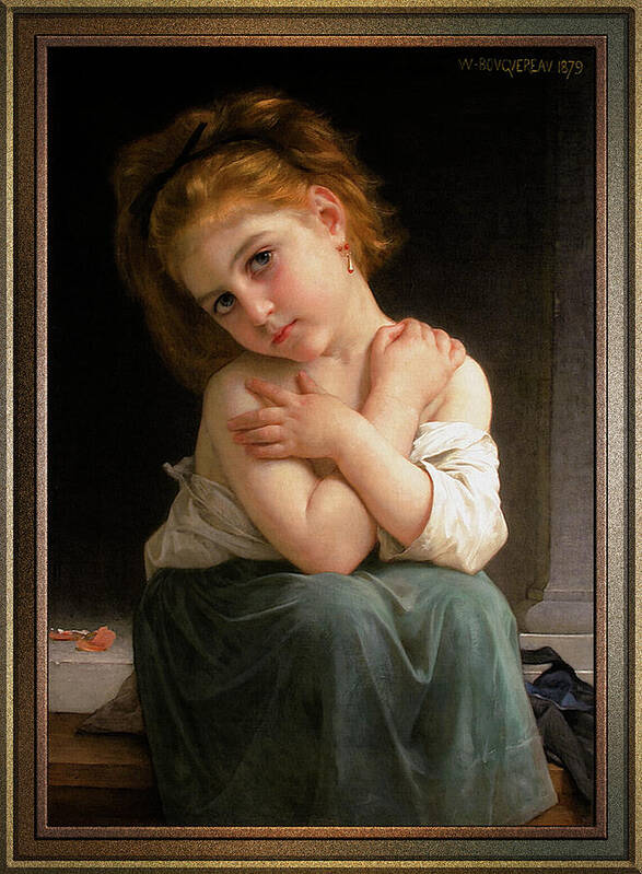 La Frileuse Art Print featuring the painting La Frileuse by William-Adolphe Bouguereau Old Masters Reproductions by Rolando Burbon
