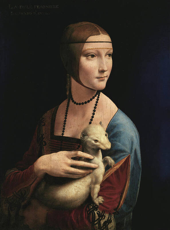 Leonardo Da Vinci Lady With An Ermine Art Print featuring the painting Lady with an Ermine, 1489 by Leonardo da Vinci