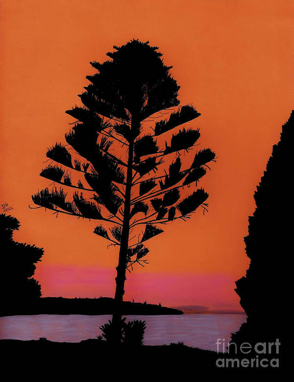 Sunset Art Print featuring the drawing Lake Sunset by D Hackett