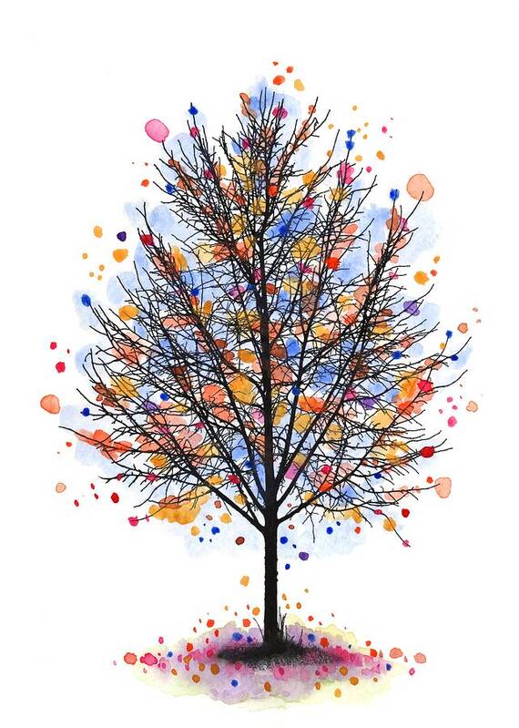Tree Art Print featuring the mixed media Landscape 470 Tree by Lucie Dumas