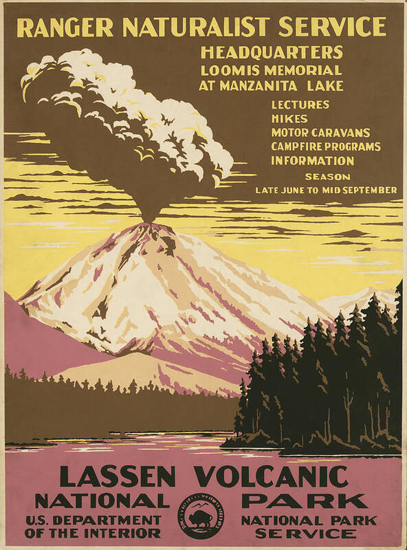 Volcano Art Print featuring the painting Lassen Volcanic National Park by Don Chester Powell