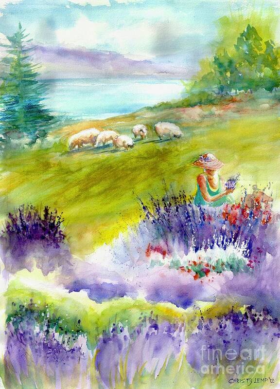 Lavender Art Print featuring the painting Lavender Festival by Christy Lemp