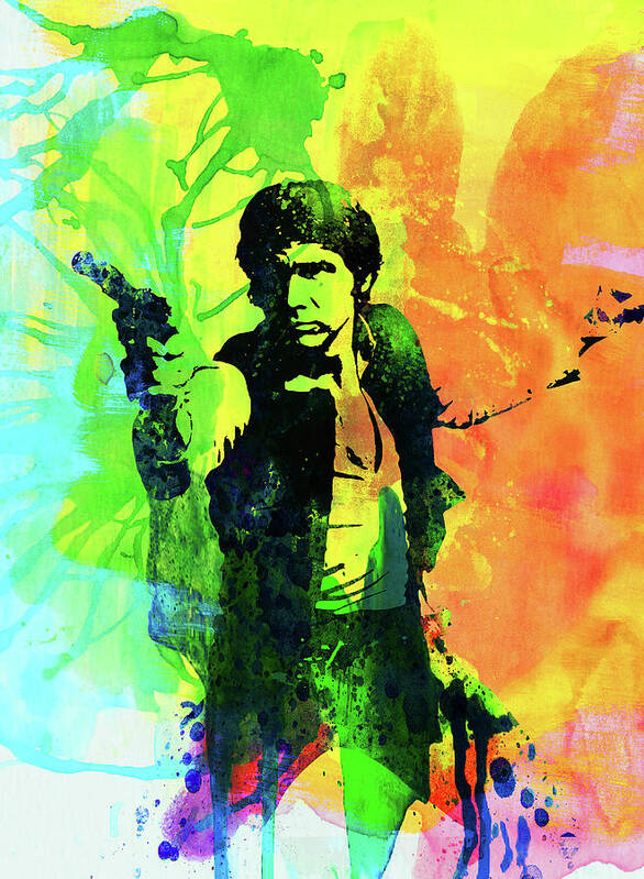 Han Solo Art Print featuring the mixed media Legendary Han Solo Watercolor by Naxart Studio