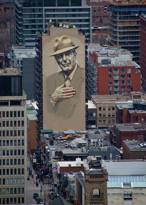 Montreal Art Print featuring the digital art Leonard Cohen Mural Montreal by Marlin and Laura Hum