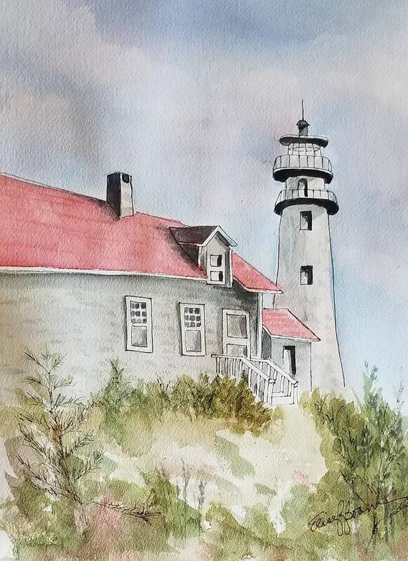 Light House Art Print featuring the painting Light House on the Beach by Elise Boam