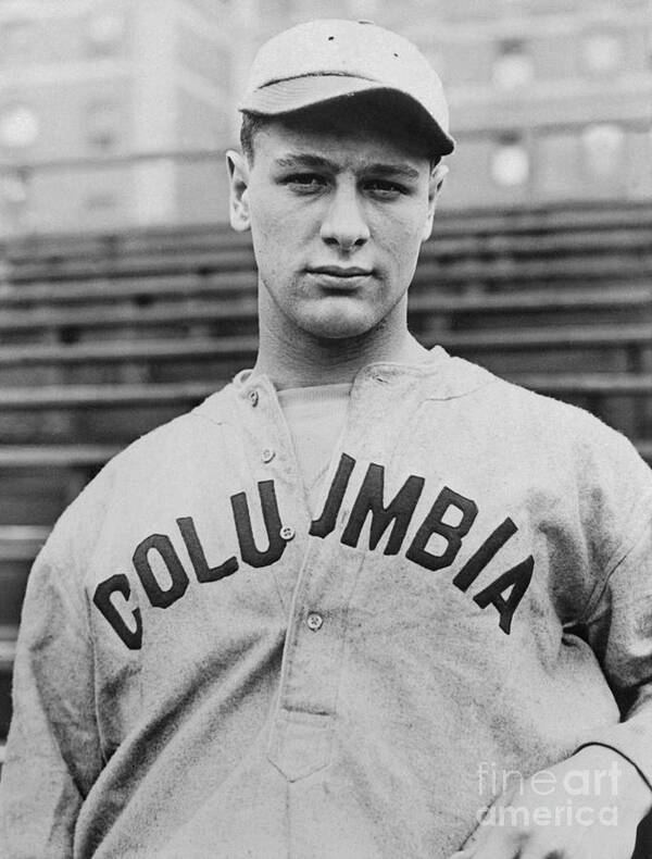 Young Men Art Print featuring the photograph Lou Gehrig In Coumbia Uniform by Bettmann